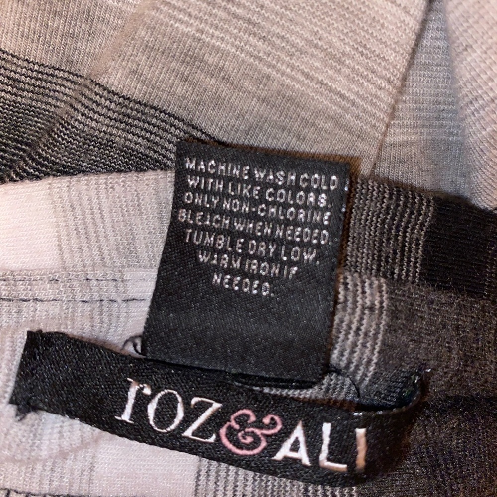 ROZ & ALI by DRESSBARN A-Line Maxi Skirt Black, Gray, & White Stripes Size MED - Picture 4 of 5